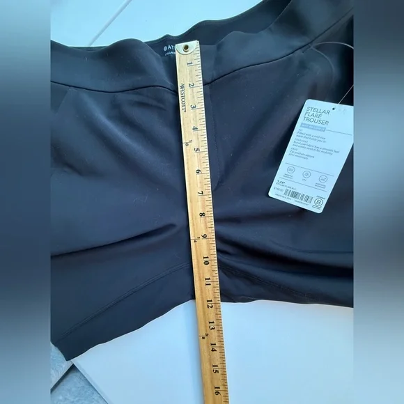 NWT Athleta Stellar Flare Trouser womens 14 petite black athleasure travel work - Picture 10 of 11
